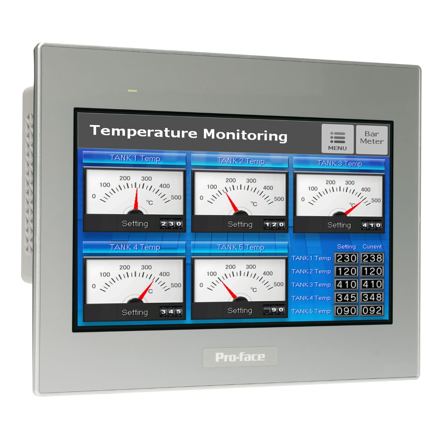 Picture of 10"W touch panel display, 2COM, 2Ethernet, USB host&device, 24VDC, GP-ProEX model