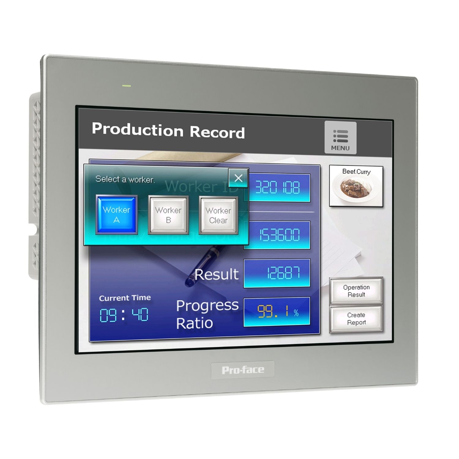 Picture of 12"W touch panel display, 2COM, 2Ethernet, USB host&device, 24VDC, GP-ProEX model