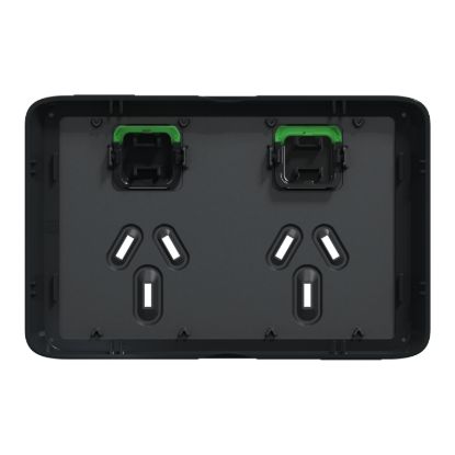 Picture of Double Power Point Skin, Clipsal Iconic, Horizontal Mount, 250V, 10A, Clip-On
