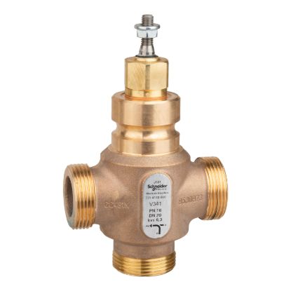 Picture of Venta V341 Globe Valve, 3-Way, PN16, G 1-1/4 External Thread, DN20, Kvs 6.3, Bronze Body, Stainless Steel Trim.