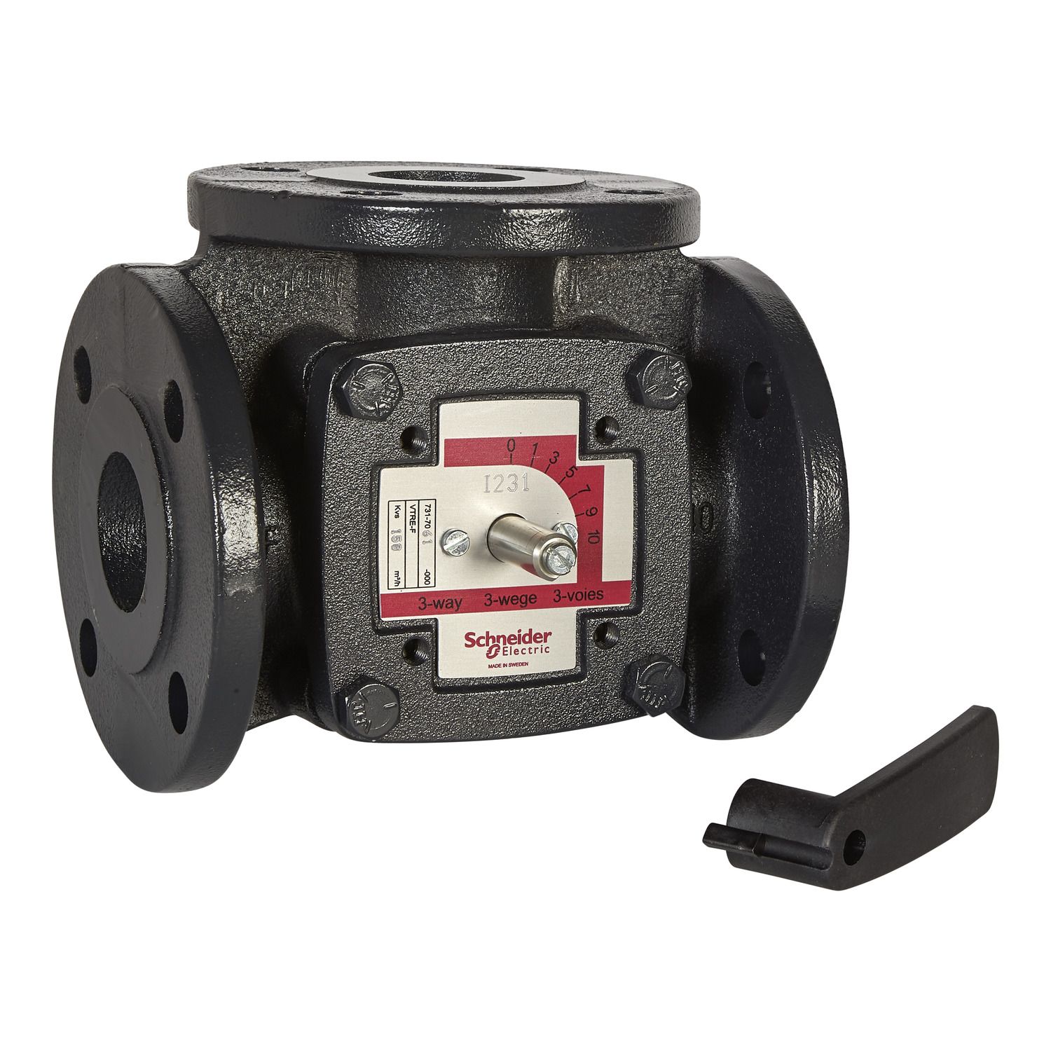 Picture of VTRE Shoe Valve, 3-Way, PN6, Flanged, DN65, Kvs 90,  Brass Sleeve.