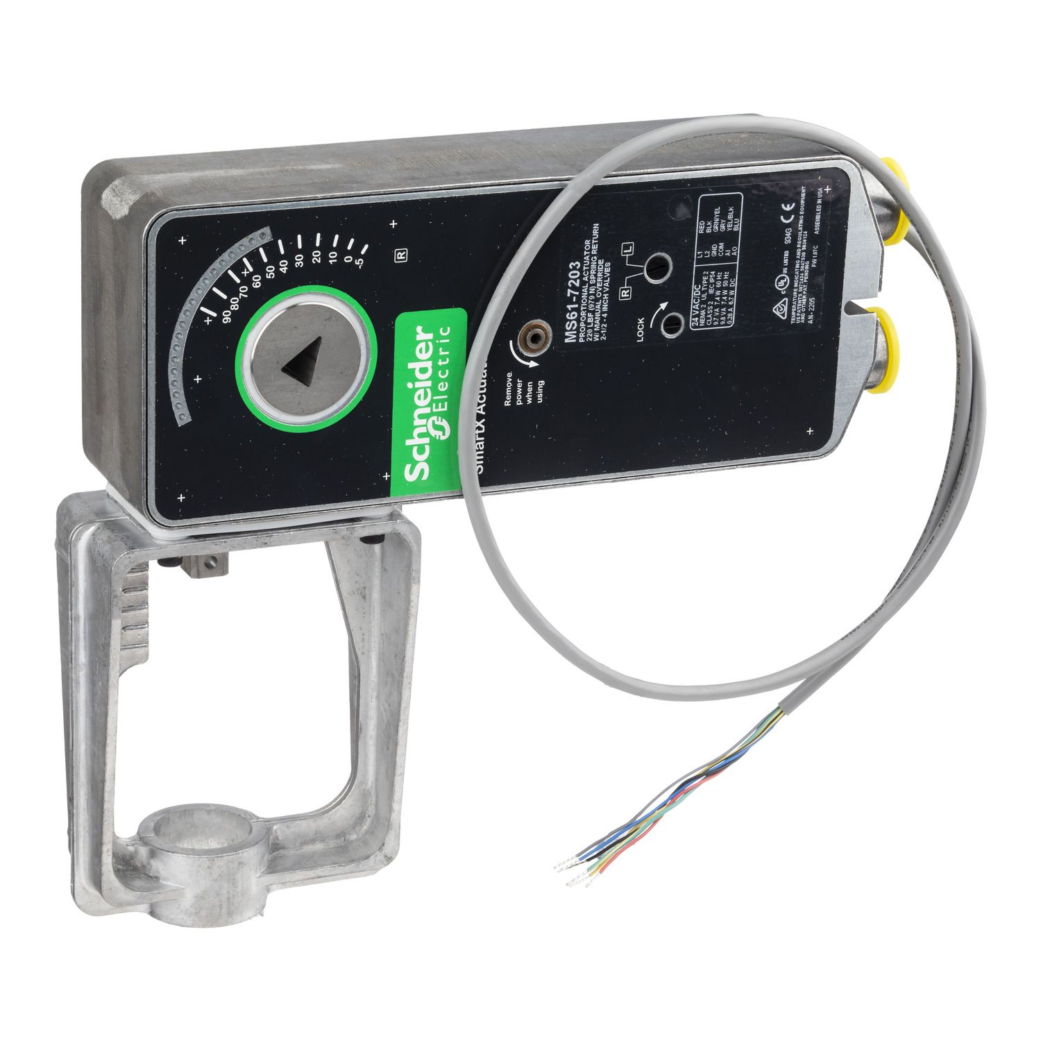 Picture of SmartX, Actuator, proportional 2-10 Vdc, spring return, 24 Vac/Vdc, 3 ft plenum cable, 220 lbf, 25 mm stroke, NEMA 1