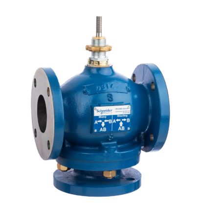Picture of Schneider Electric, Globe Valve, 3 in, 3-way mixing/diverting, flanged cast iron body, brass trim, 110 Cv mixing, balanced plug technology