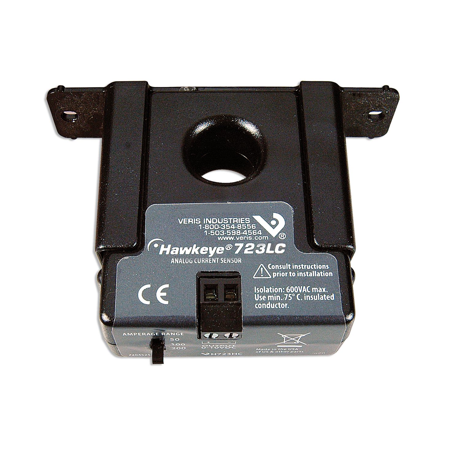 Picture of Current Sensor:  0-10 VDC Output, 0-10/20/40 Amperage Range, Solid-Core Housing, CE