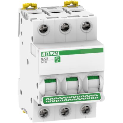 Picture of Miniature Circuit-Breaker (MCB), MAX9, 3P, 6A, C Curve, 6000A, 415V, Distribution