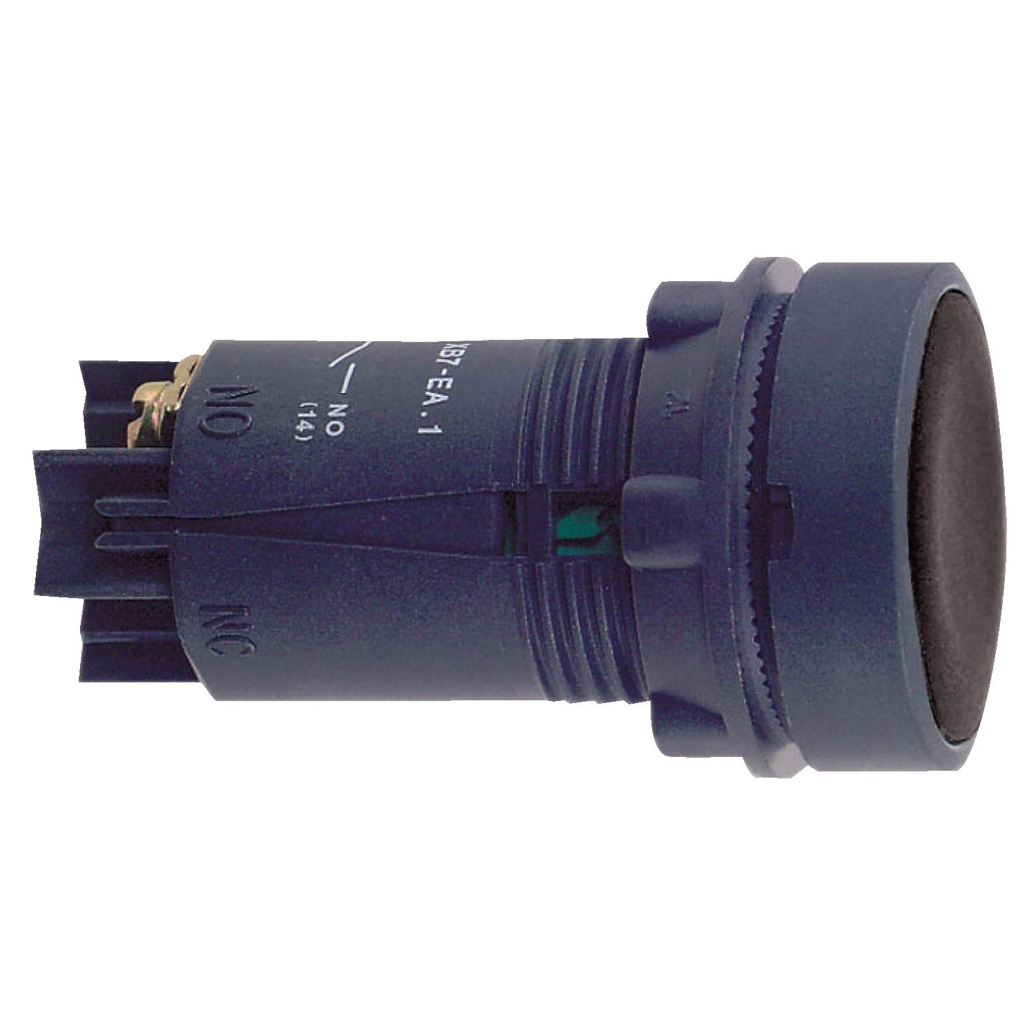 Picture of black pushbutton + 22 push-push to release - 1NO