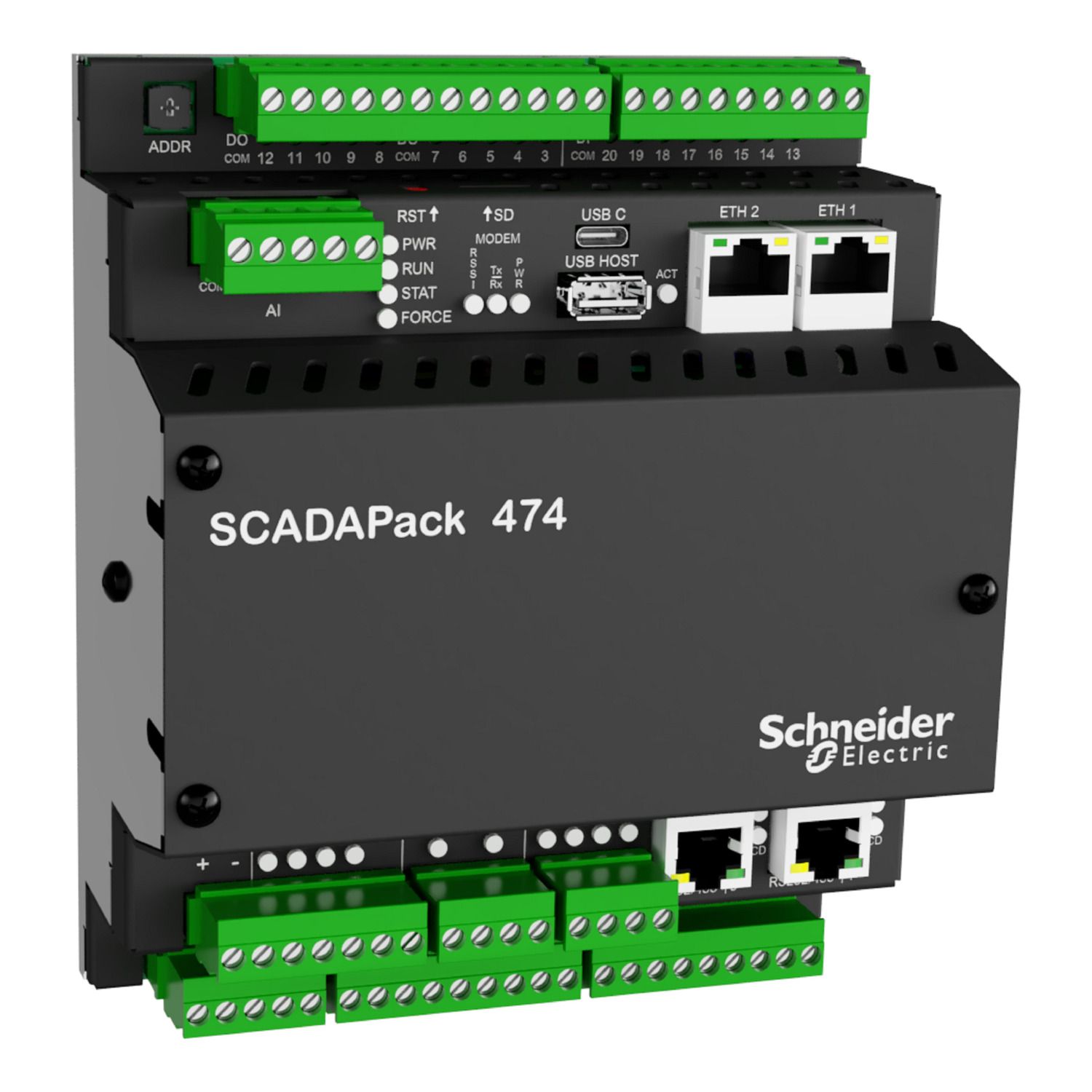 Picture of Smart RTU, SCADAPack 47x | 47xi, supporting DNP3/Modbus/IEC 60870, 6 flowrun license, 2 analog output