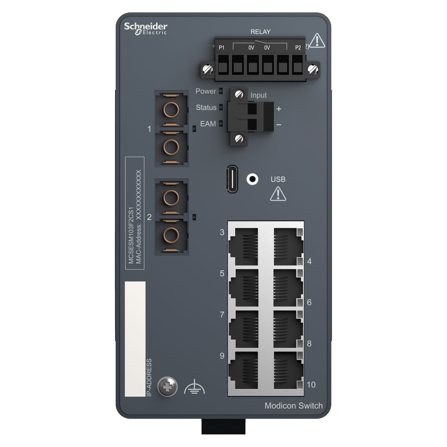 Picture of Modicon Extended Managed Switch - 8 ports for copper + 2 ports for fiber optic single-mode