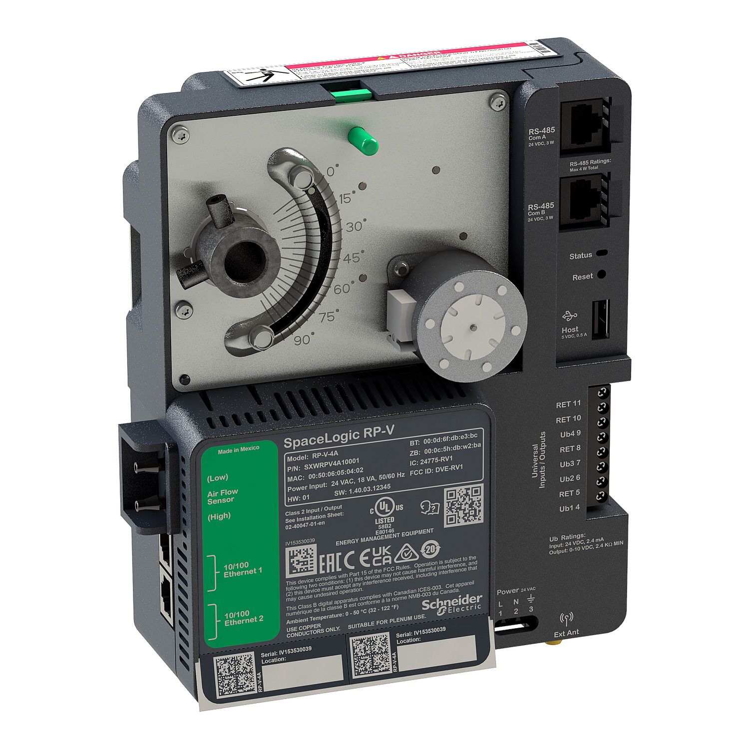 Picture of Controller, SpaceLogic RP-V, RP-V-4A, BACnet/IP, 4 points, 4 universal inputs