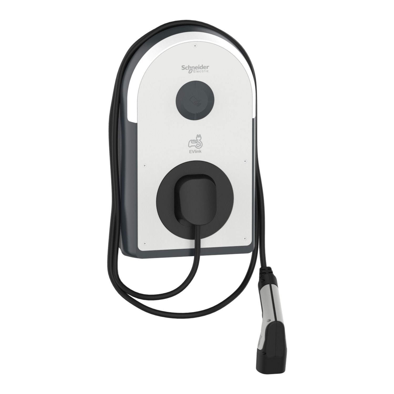 Picture of Charging station, EVlink Pro AC, 22kW, 32A, 3P+N, T2 attached cable, RDC-DD 6mA, MNx aux.