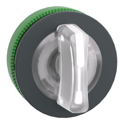 Picture of Head for illuminated selector switch, Harmony XB5, plastic, white handle, universal LED, 3 positions, left to center