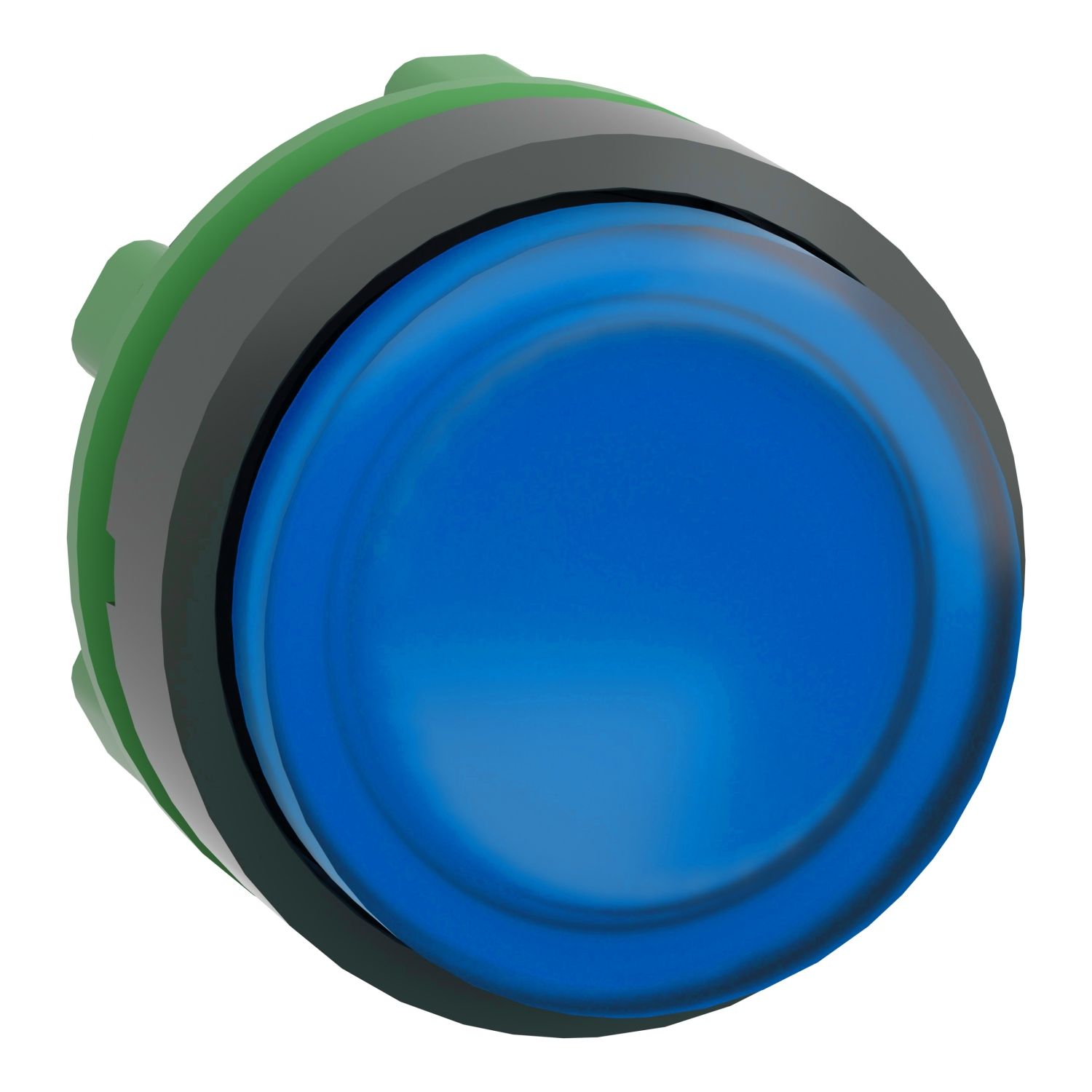 Picture of Head for illuminated push button, Harmony XB5, blue projecting, 22mm, universal LED, spring return, unmarked