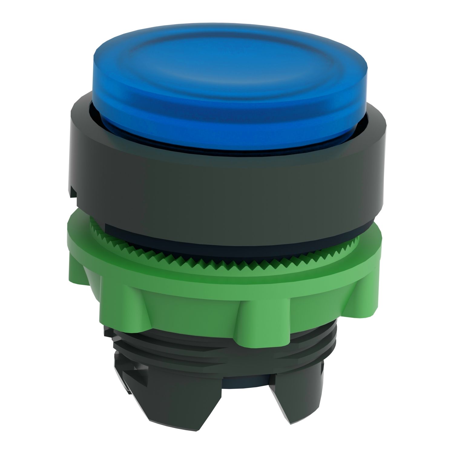 Picture of Head for illuminated push button, Harmony XB5, blue projecting, 22mm, universal LED, spring return, unmarked