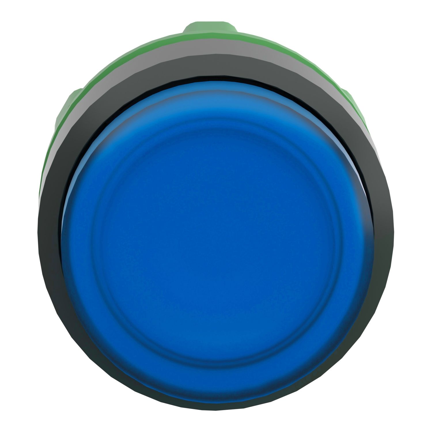 Picture of Head for illuminated push button, Harmony XB5, blue projecting, 22mm, universal LED, spring return, unmarked