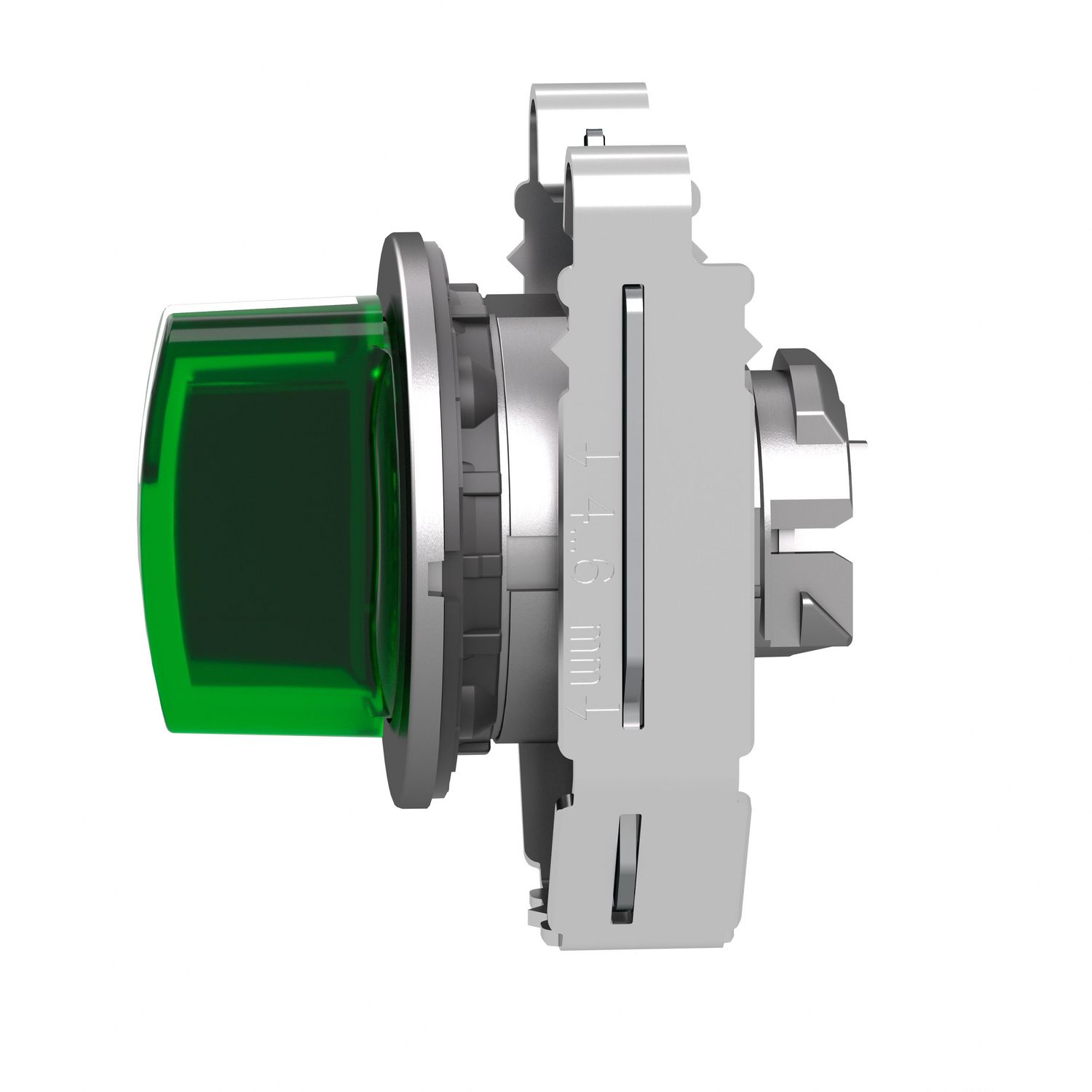 Picture of Head for illuminated selector switch, Harmony XB4, metal, green handle, 30mm, universal LED, 3 positions, left to center