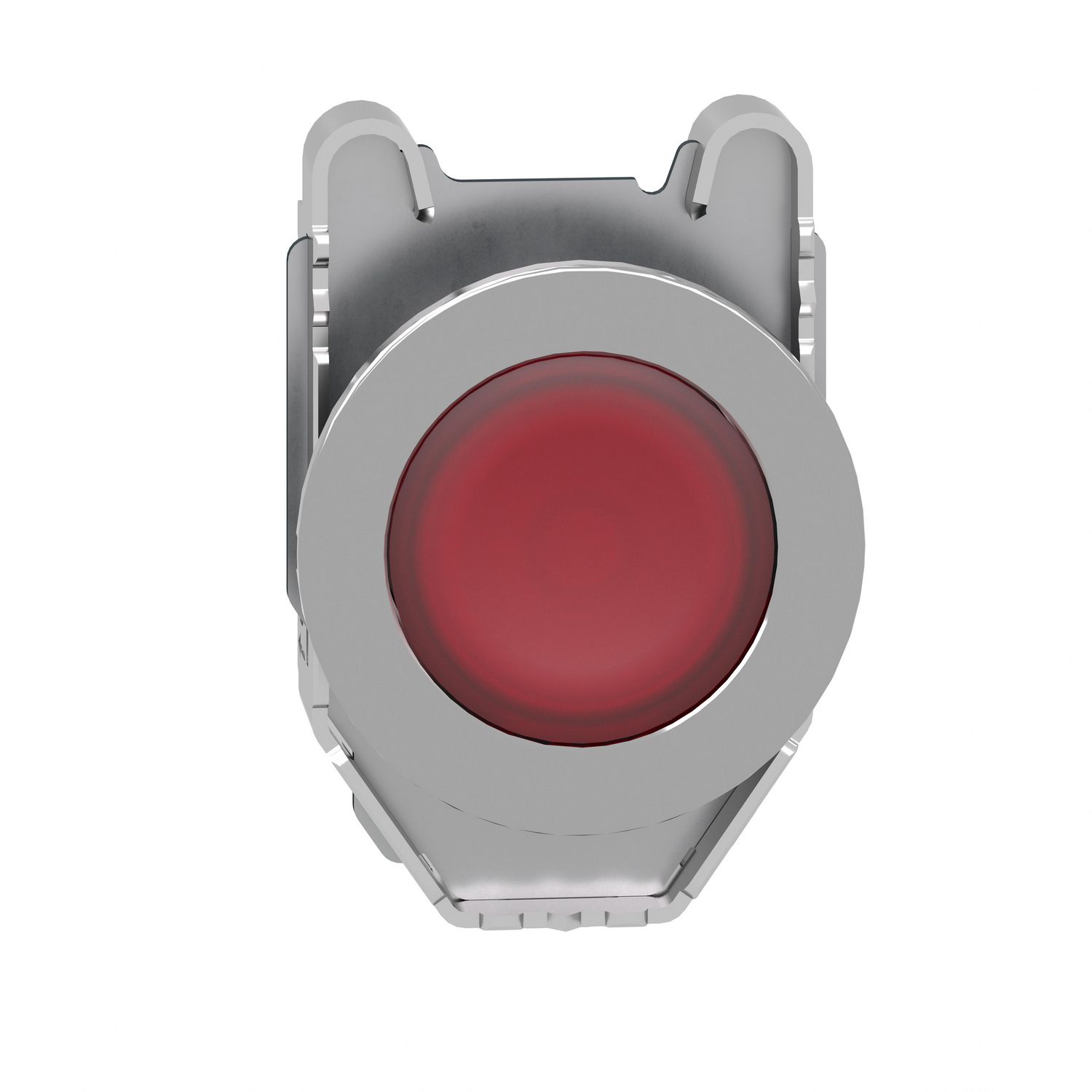 Picture of Head for illuminated push button, Harmony XB4, metal, red flush mounted, 30mm, universal LED, unmarked