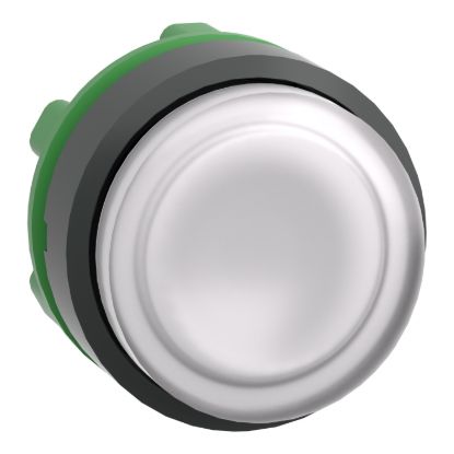 Picture of Head for illuminated push button, Harmony XB5, white projecting, 22mm, universal LED, spring return, unmarked