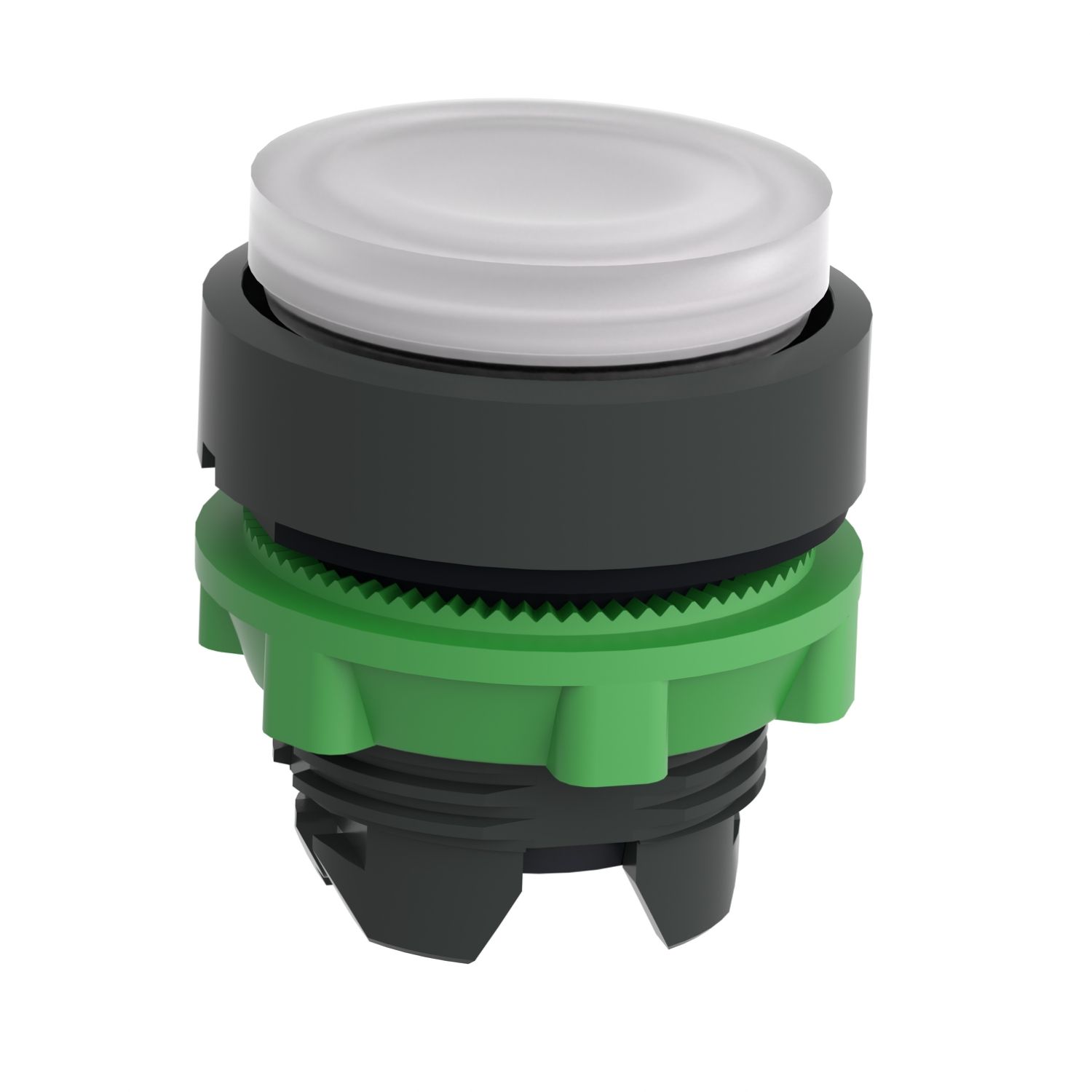 Picture of Head for illuminated push button, Harmony XB5, white projecting, 22mm, universal LED, spring return, unmarked