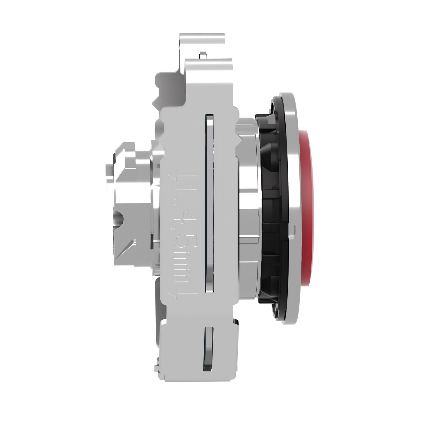 Picture of Head for illuminated push button, Harmony XB4, plastic, red projecting, 30mm, universal LED, spring return, plain lens