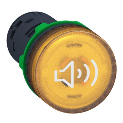 Picture of Annunciator, Harmony XB5, Illuminated buzzer, plastic, yellow, 22mm, continuous or intermittent tone, 230…240V AC