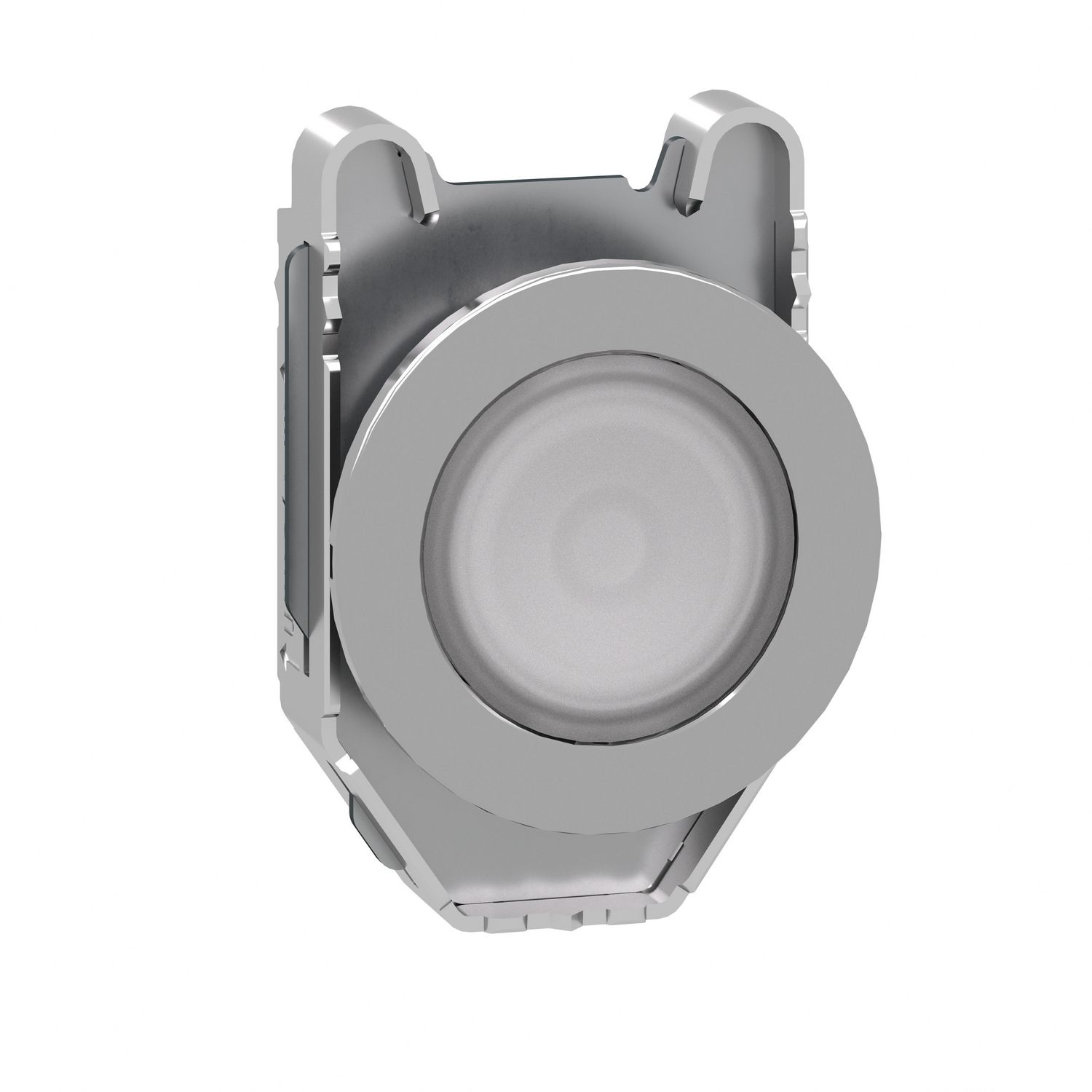 Picture of Head for illuminated push button, Harmony XB4, metal, white flush mounted, 30mm, universal LED, unmarked