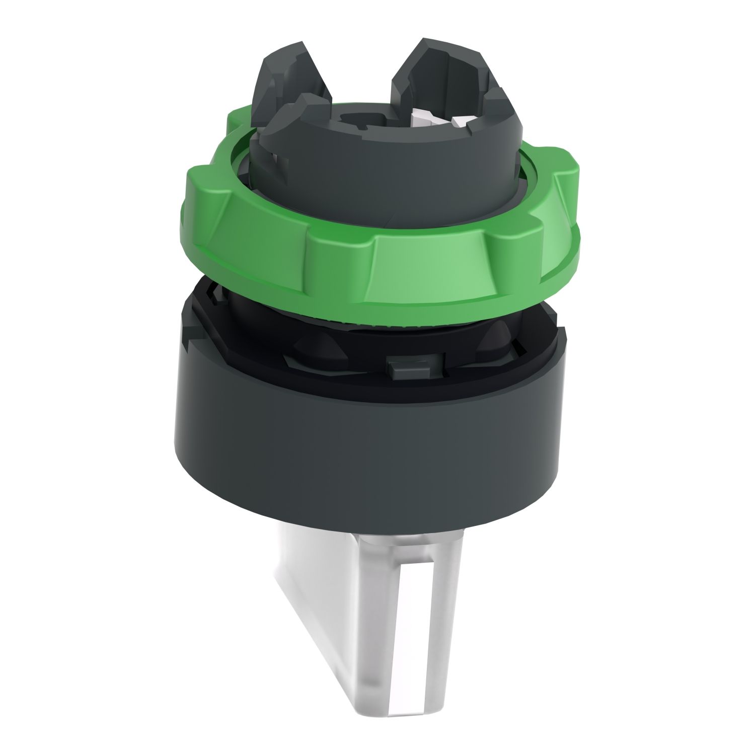 Picture of Head for illuminated selector switch, Harmony XB5, dark grey plastic, white handle, 22mm, universal LED, 3 positions, left to center