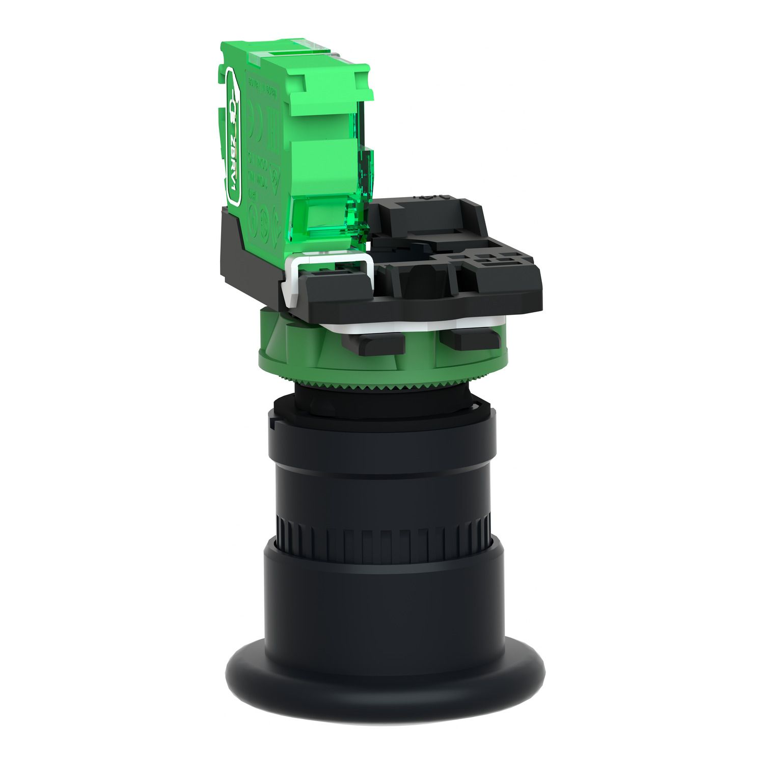 Picture of Wireless and batteryless transmitter, Harmony XB5R, mushroom head 40mm, plastic, black, 22mm, spring return