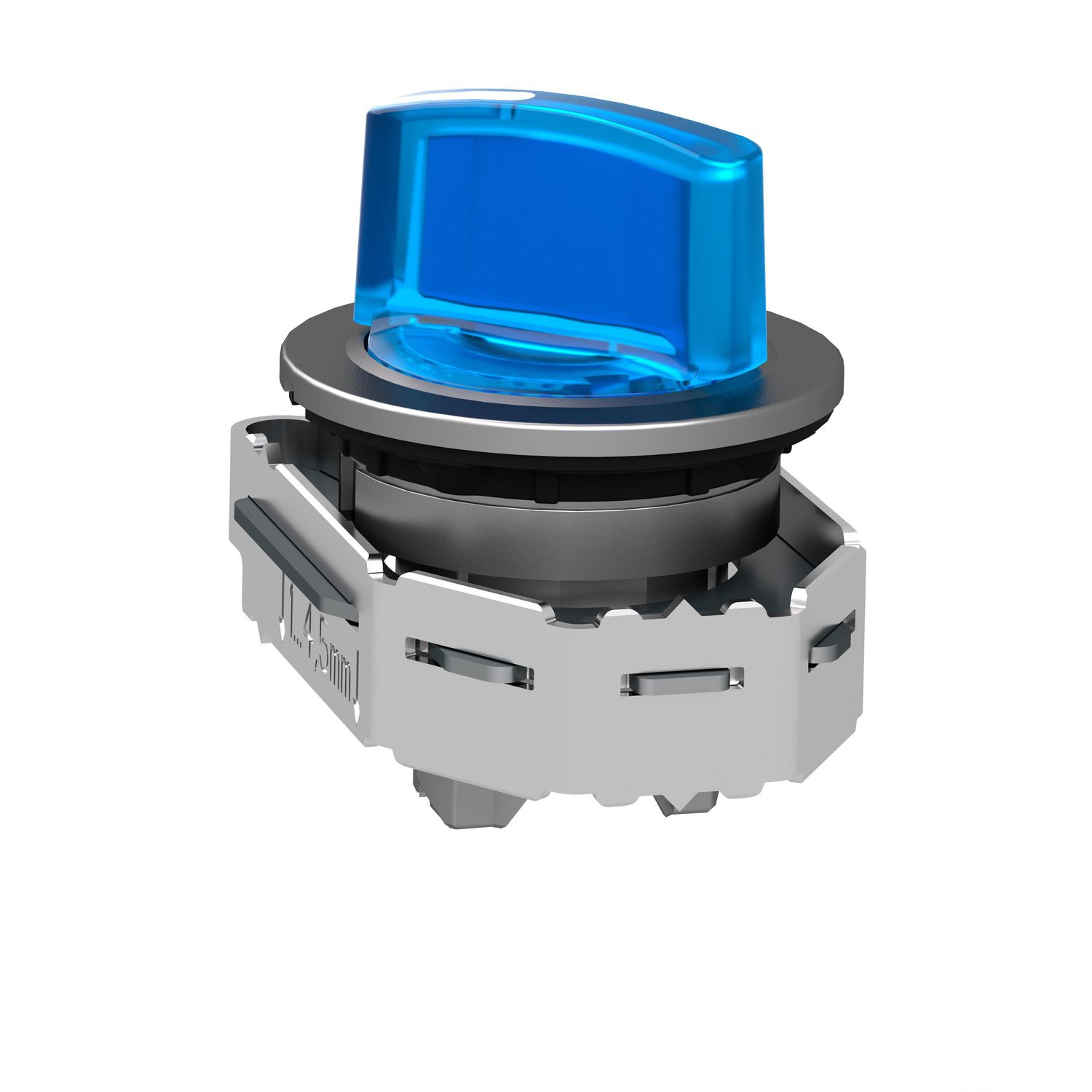 Picture of Head for illuminated selector switch, Harmony XB4, metal, blue handle, 30mm, universal LED, 2 positions, stay put