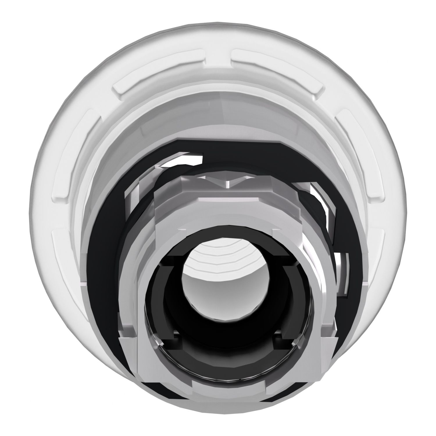 Picture of Head for illuminated push button, Harmony XB4, metal, white mushroom 40mm, 22mm, universal LED, spring return