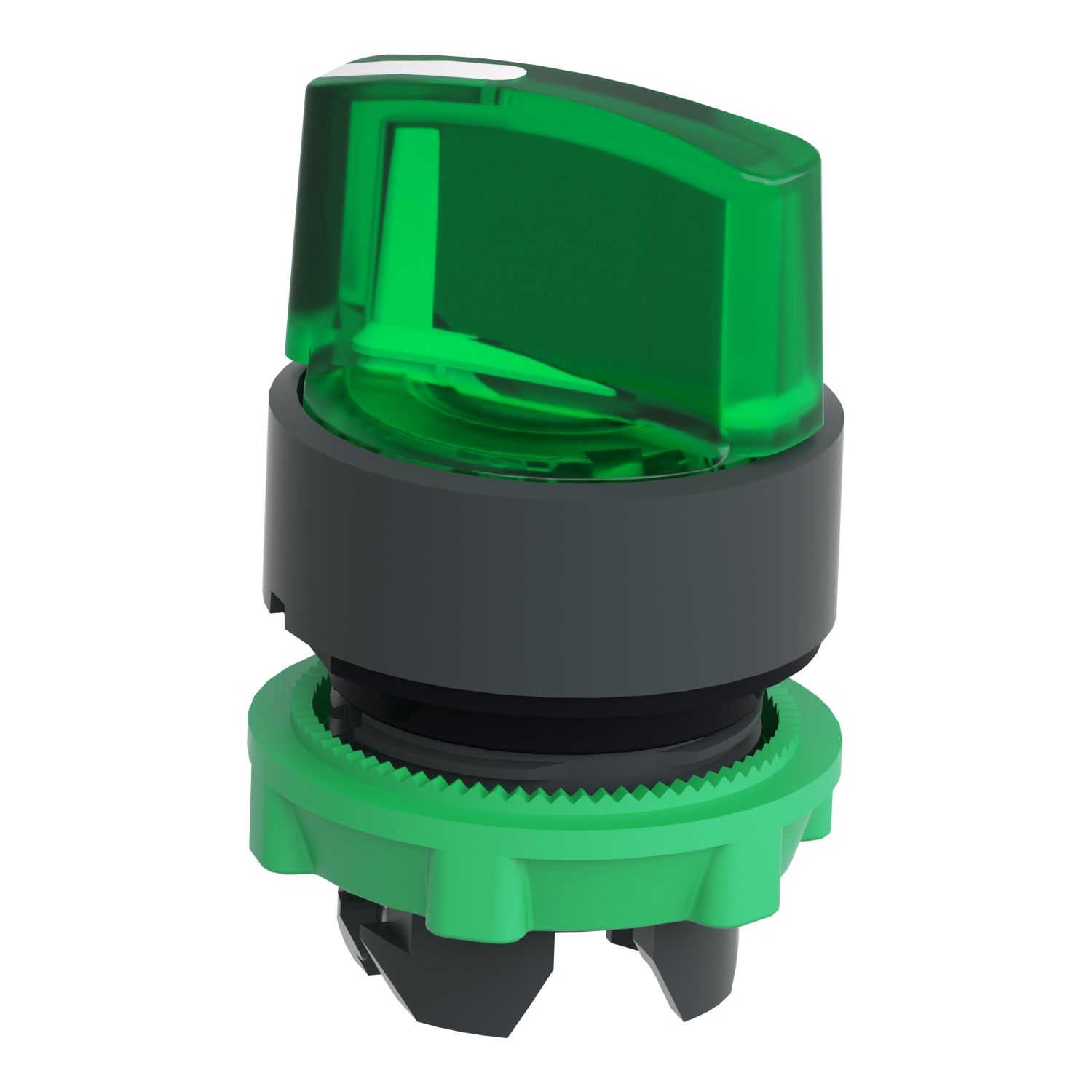 Picture of Head for illuminated selector switch, Harmony XB5, universal LED,  green handle, 22mm, 2 positions, spring return