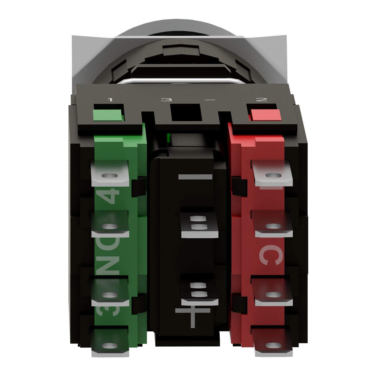 Picture of Complete illuminated push button, Harmony XB6, green flush, 16mm, spring return, 1NO + 1NC,  12...24V