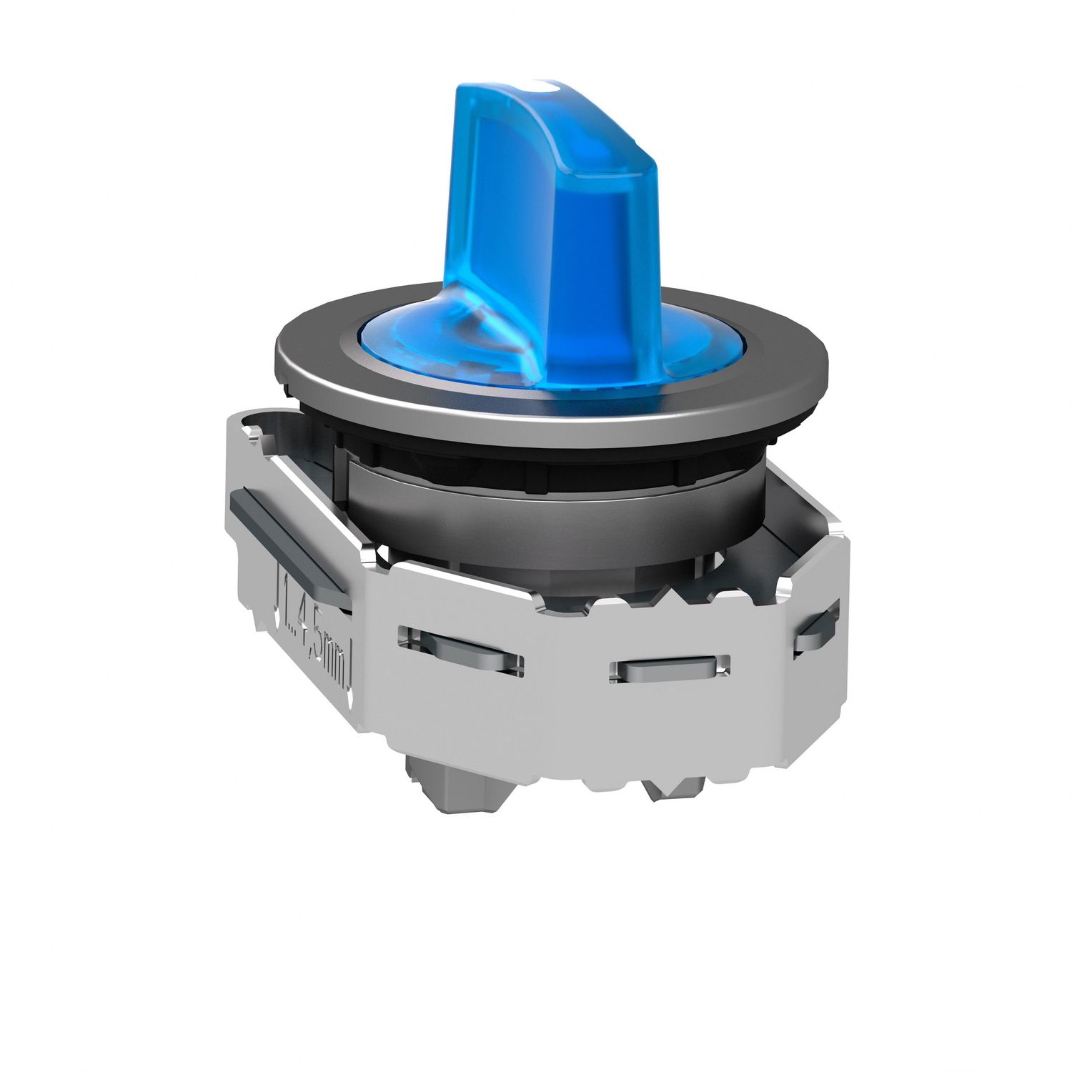 Picture of Head for illuminated selector switch, Harmony XB4, metal, blue handle, 30mm, universal LED, 3 positions, right to center