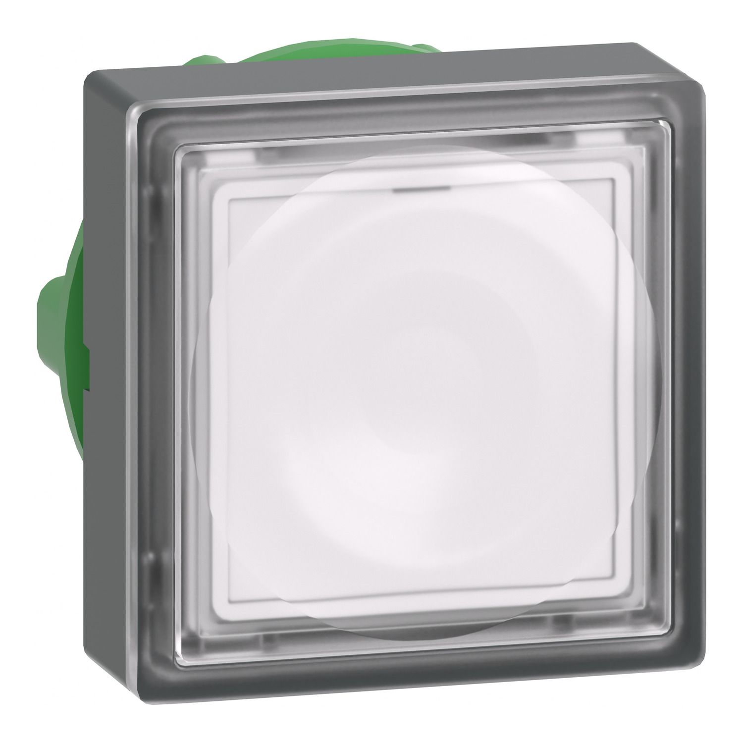 Picture of Head for illuminated push button, Harmony XB5, plastic, white square flush, 22mm, universal LED, for insertion of legend