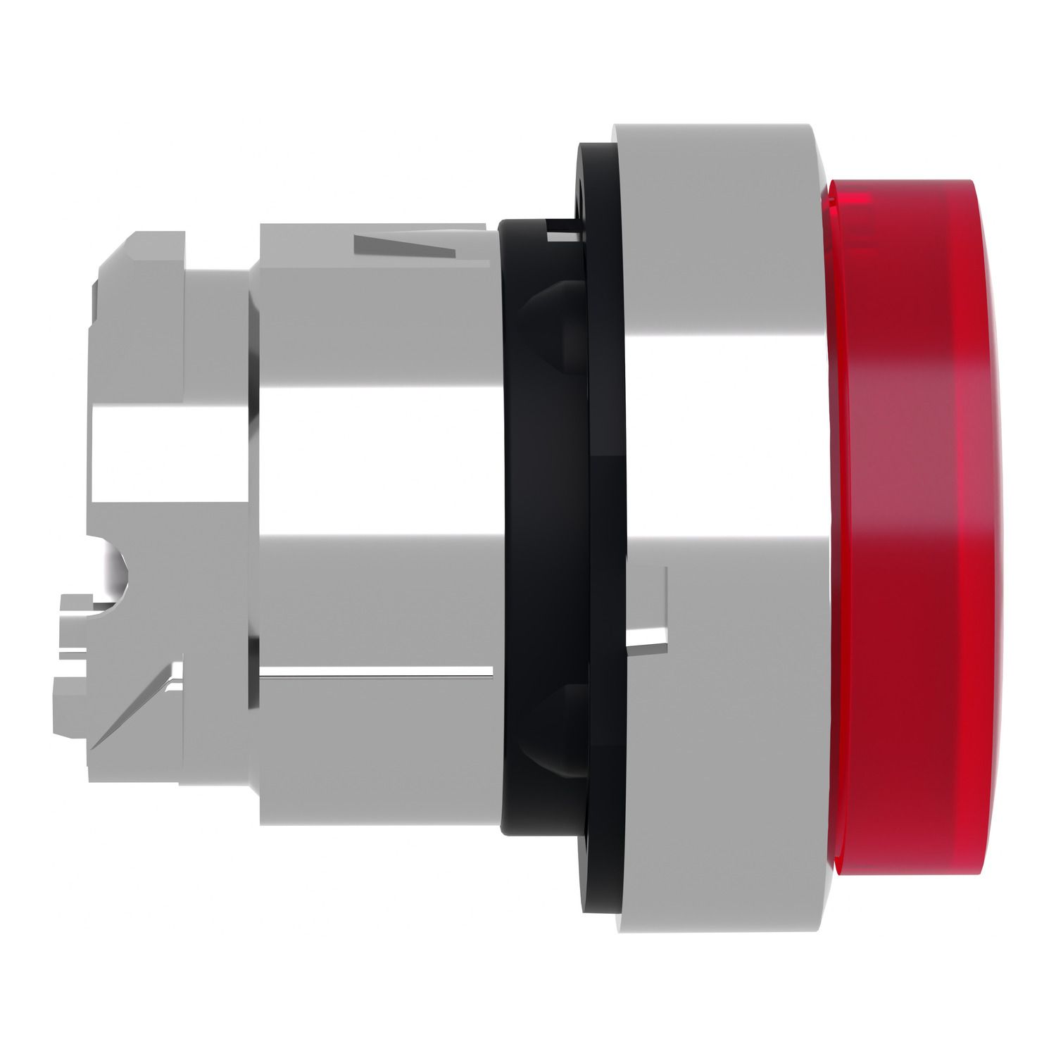 Picture of Head for illuminated push button, Harmony XB4, metal, red projecting, 22mm, universal LED, spring return, plain lens