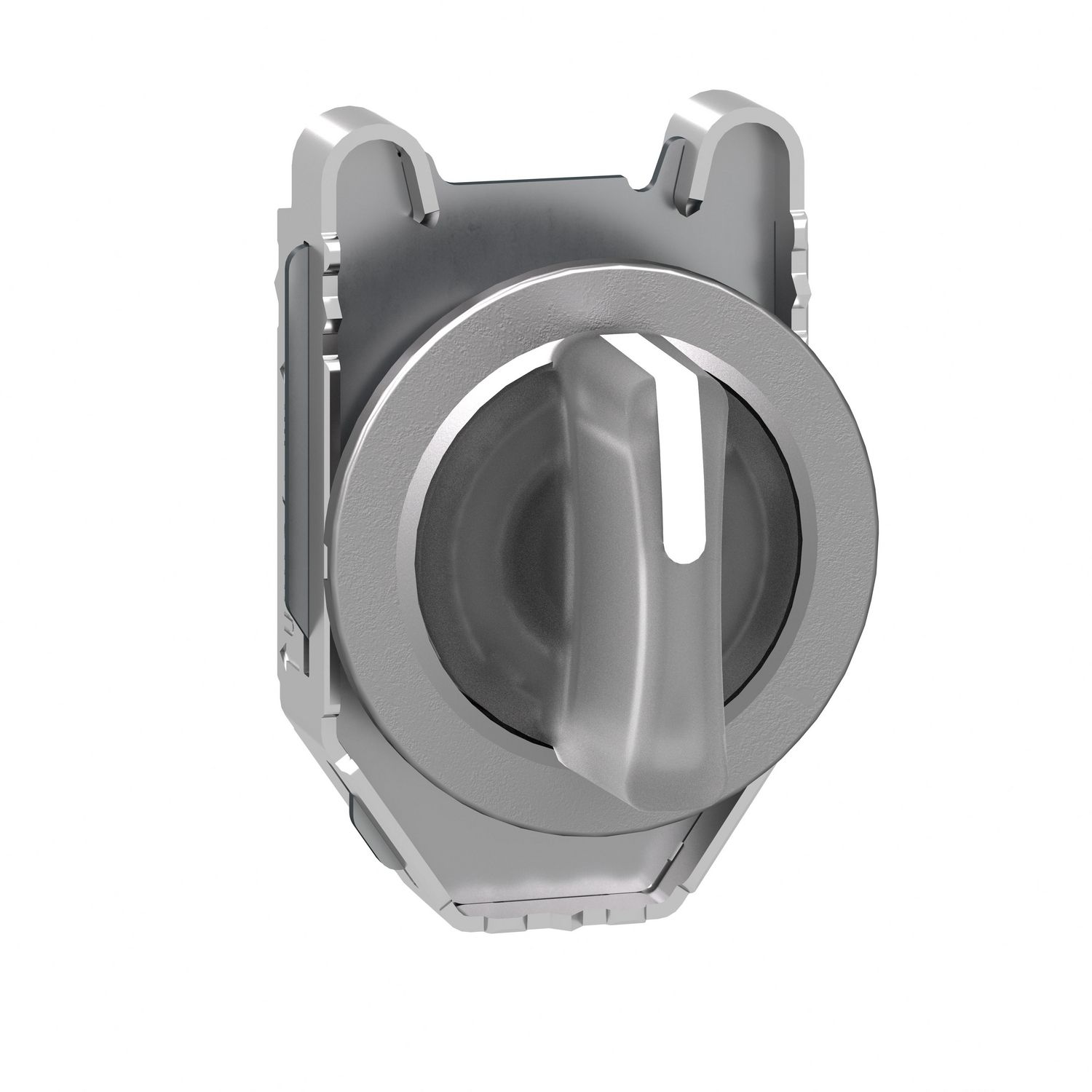 Picture of Head for illuminated selector switch, Harmony XB4, universal LED,  white handle, flush, 30mm, 3 positions, spring return