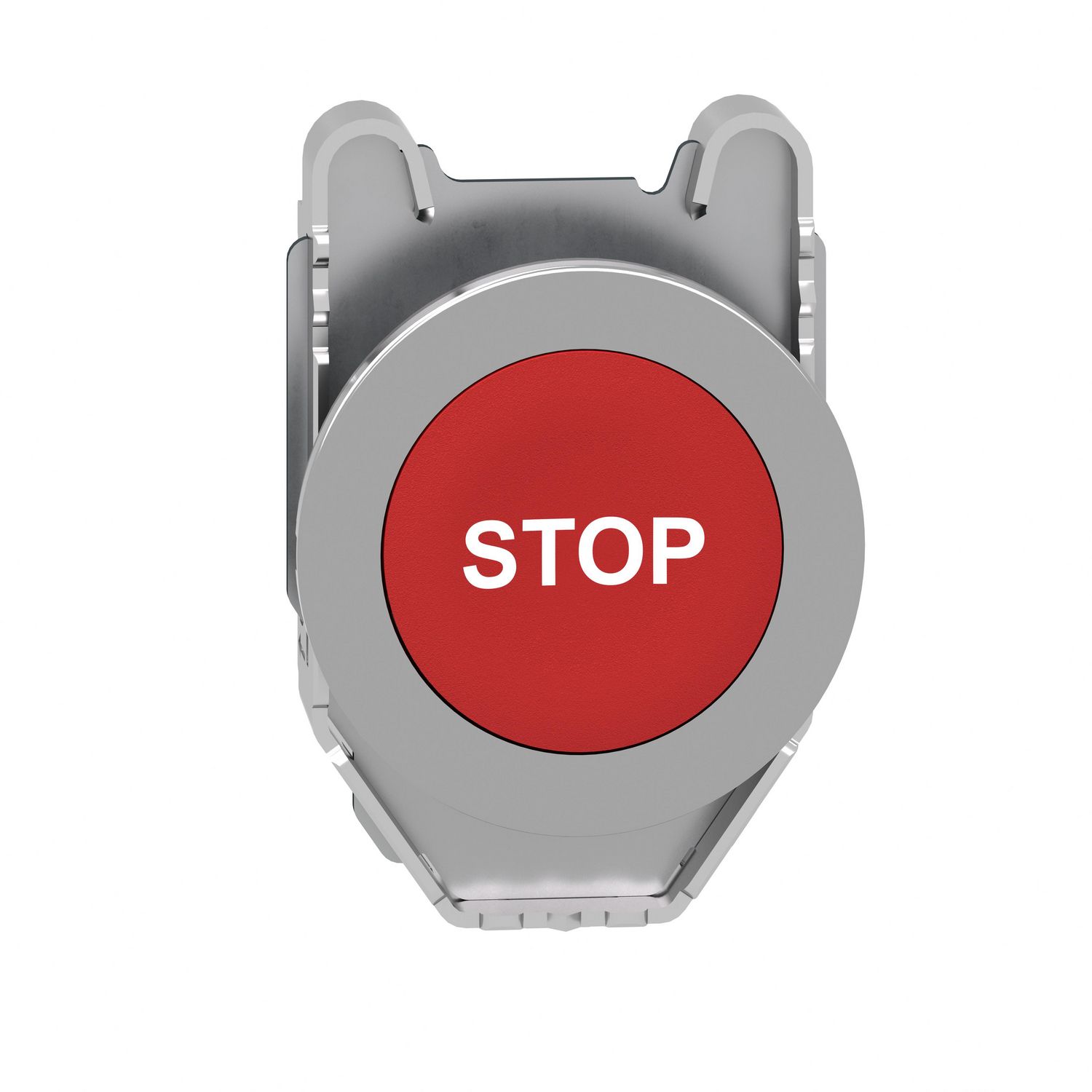 Picture of Head for non illuminated push button, Harmony XB4, flush mounted red flush caps pushbutton white marked "STOP"