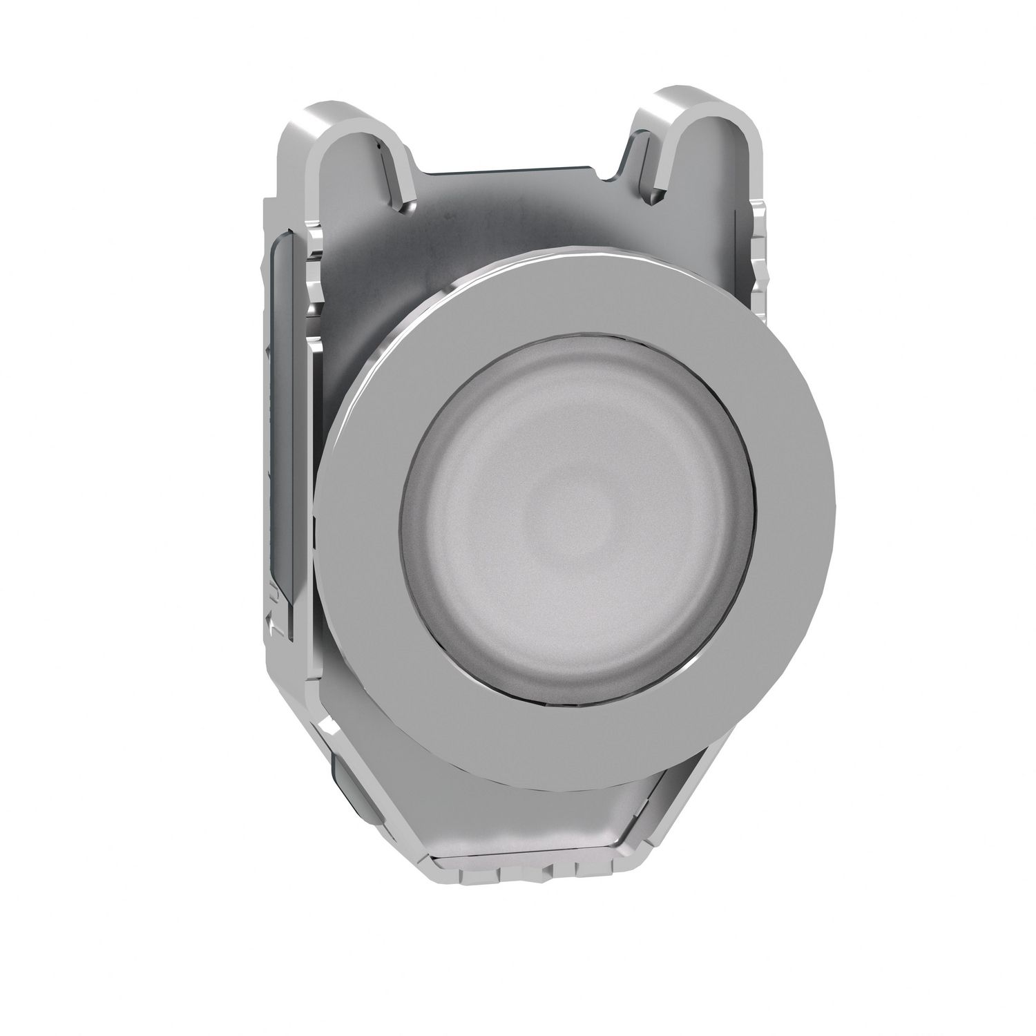 Picture of Head for illuminated push button, Harmony XB4, metal, white flush mounted, 30mm, universal LED, for legend of insertion