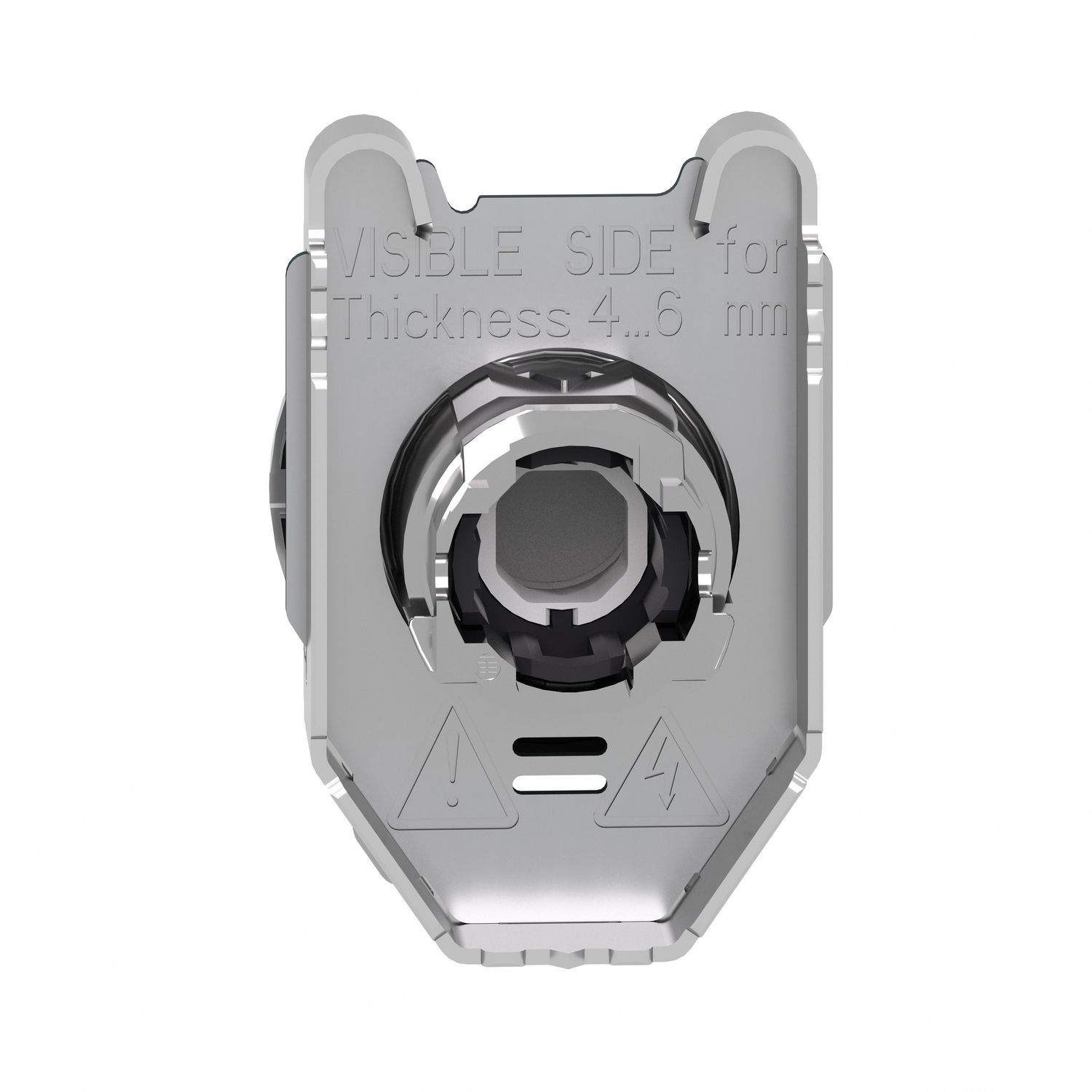 Picture of Head for illuminated push button, Harmony XB4, metal, white flush mounted, 30mm, universal LED, for legend of insertion