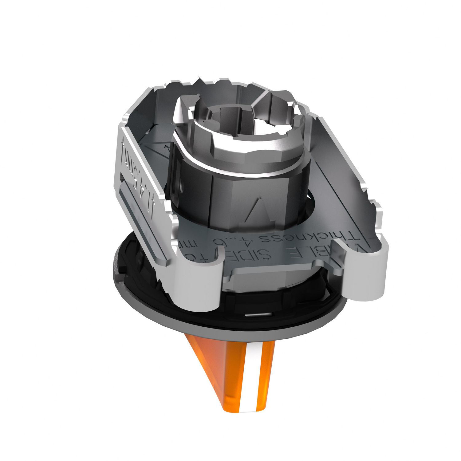Picture of Head for illuminated selector switch, Harmony XB4, metal, orange handle, flush mounted, 30mm, universal LED, 3 positions