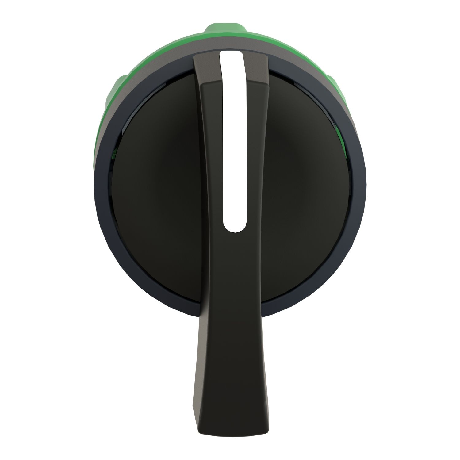 Picture of Head for selector switch, Harmony XB5, plastic, black, 22mm, long handle, 3 positions, spring return to center