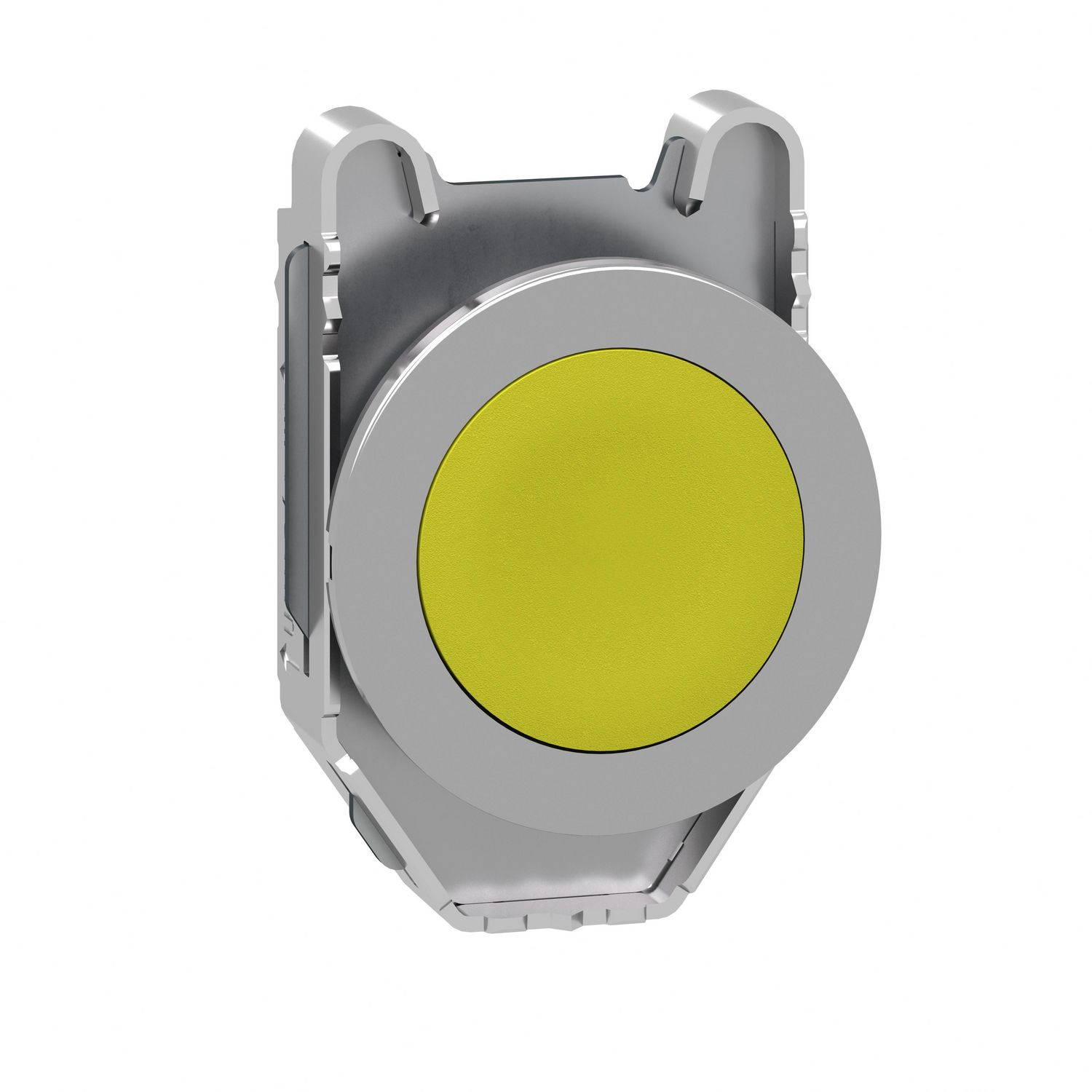 Picture of Flush mounted push button head, Harmony XB4, metal, yellow, 30mm, spring return, unmarked