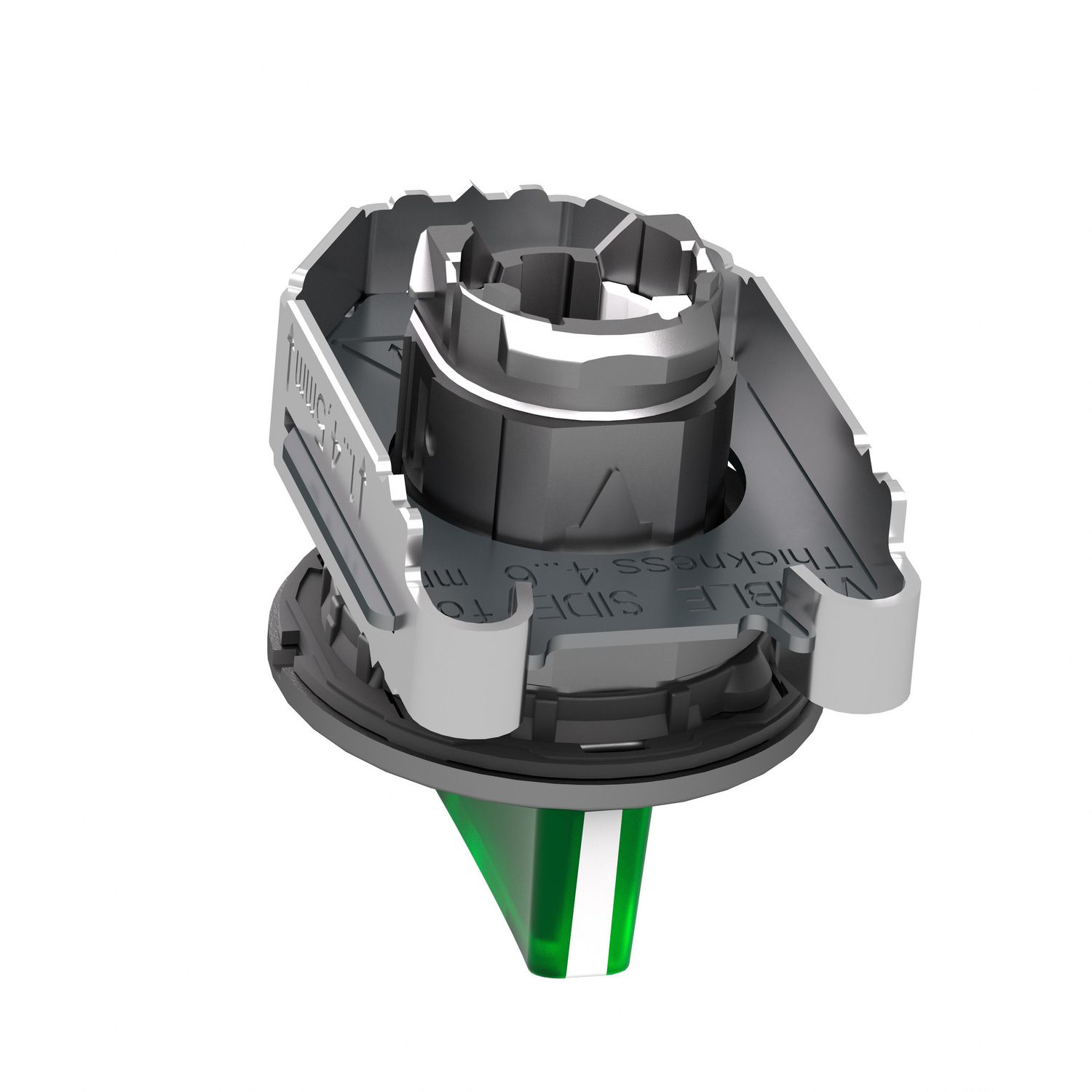 Picture of Head for illuminated selector switch, Harmony XB4, metal, green handle, 30mm, universal LED, 3 positions, right to center
