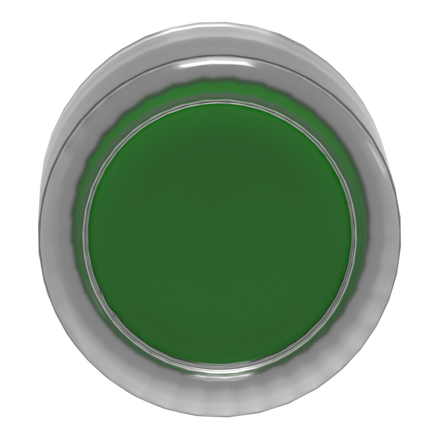 Picture of Head for non illuminated push button, Harmony XB4, metal, flush, green, 22mm, spring return, booted, unmarked
