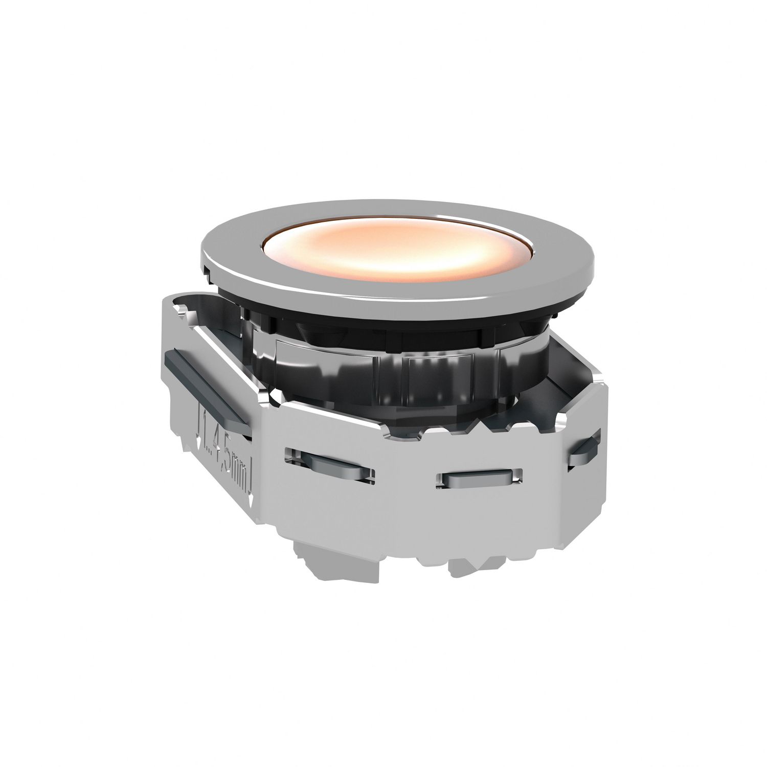 Picture of Head for illuminated push button, Harmony XB4, metal, orange flush, 30mm, spring return, universal LED, unmarked