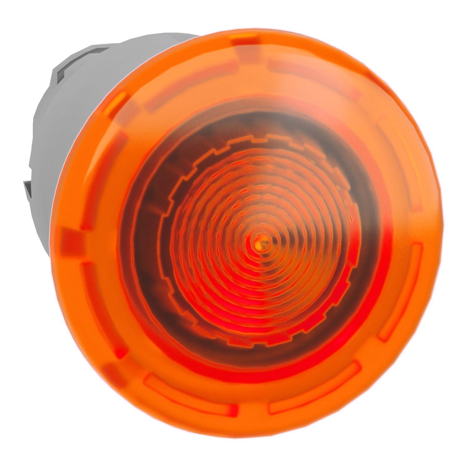 Picture of Head for illuminated push button, Harmony XB4, metal, orange muhroom 40mm, 22mm, universal LED, latching push pull