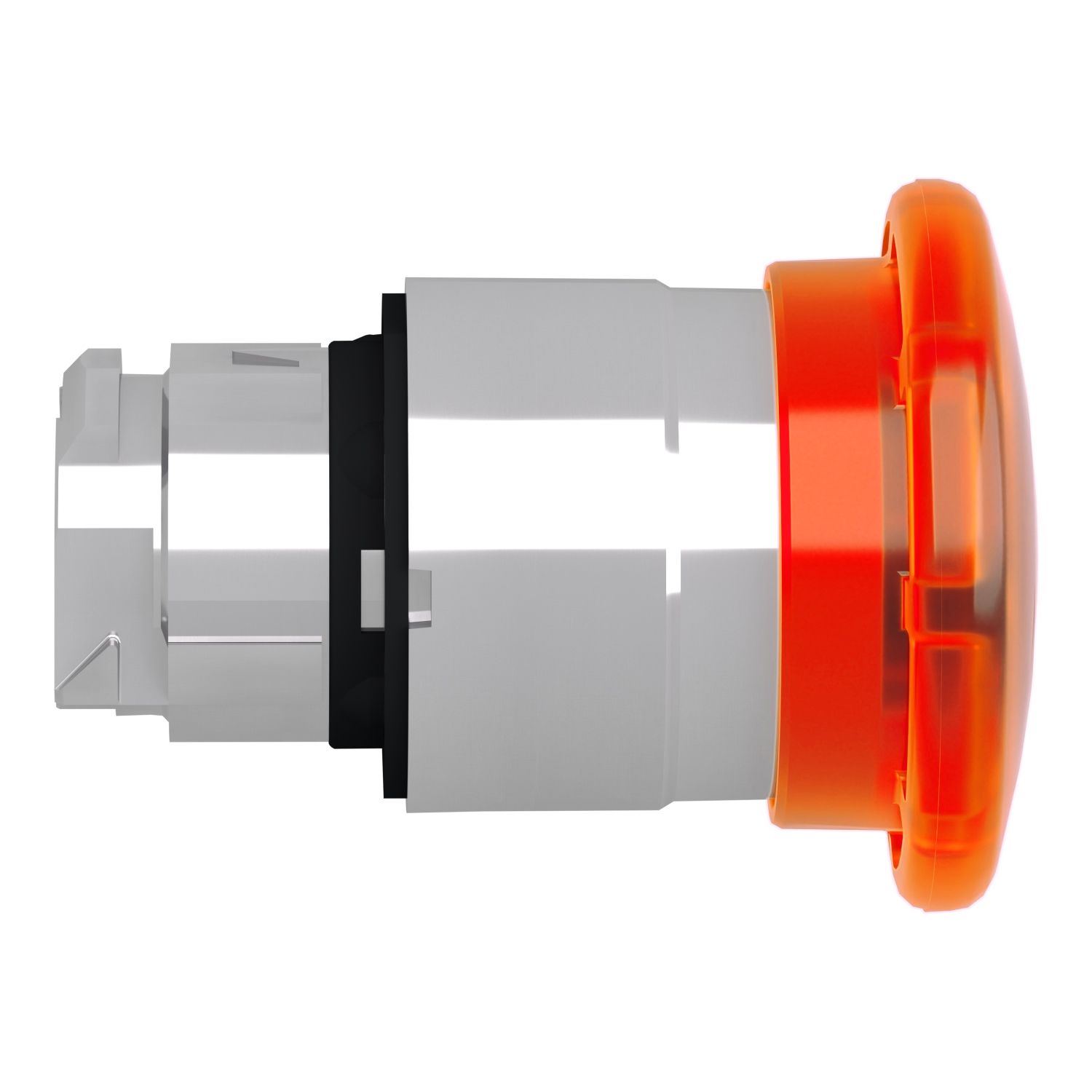 Picture of Head for illuminated push button, Harmony XB4, metal, orange muhroom 40mm, 22mm, universal LED, latching push pull