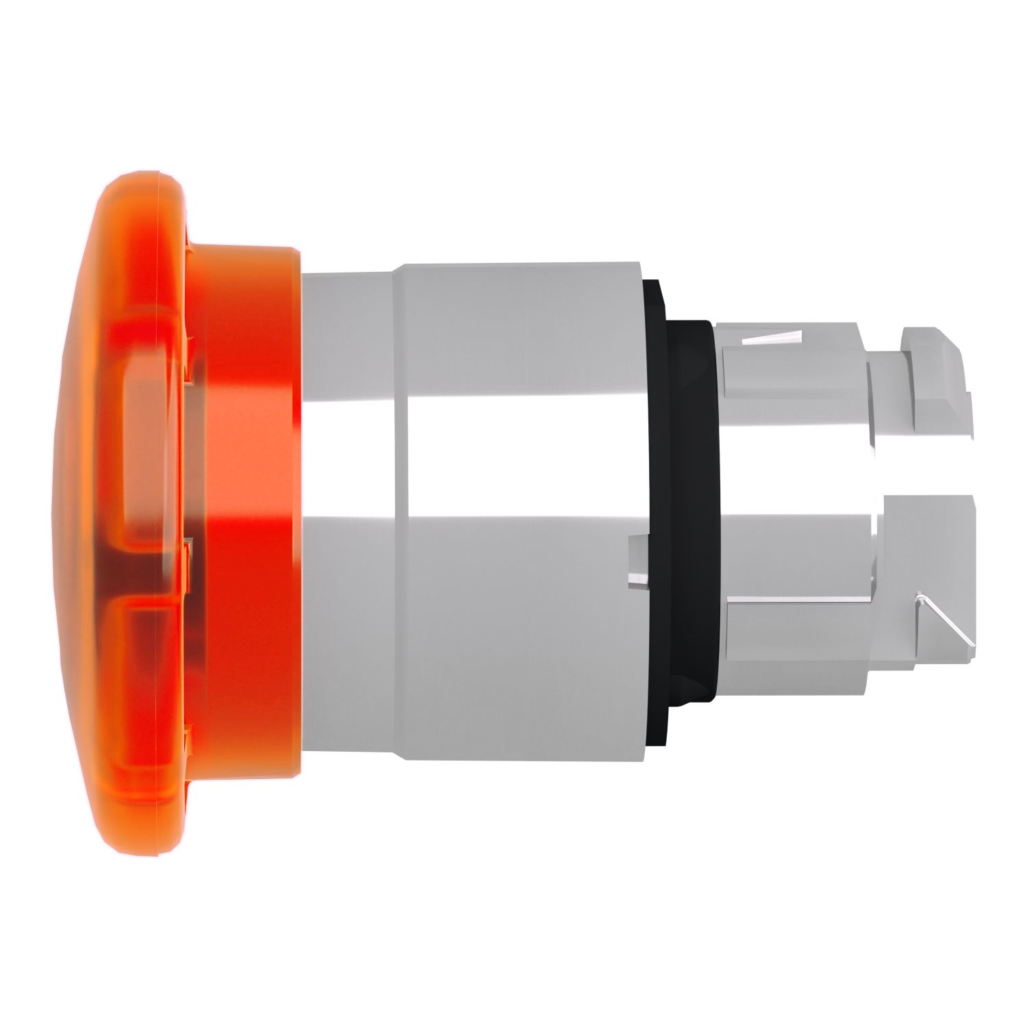 Picture of Head for illuminated push button, Harmony XB4, metal, orange muhroom 40mm, 22mm, universal LED, latching push pull