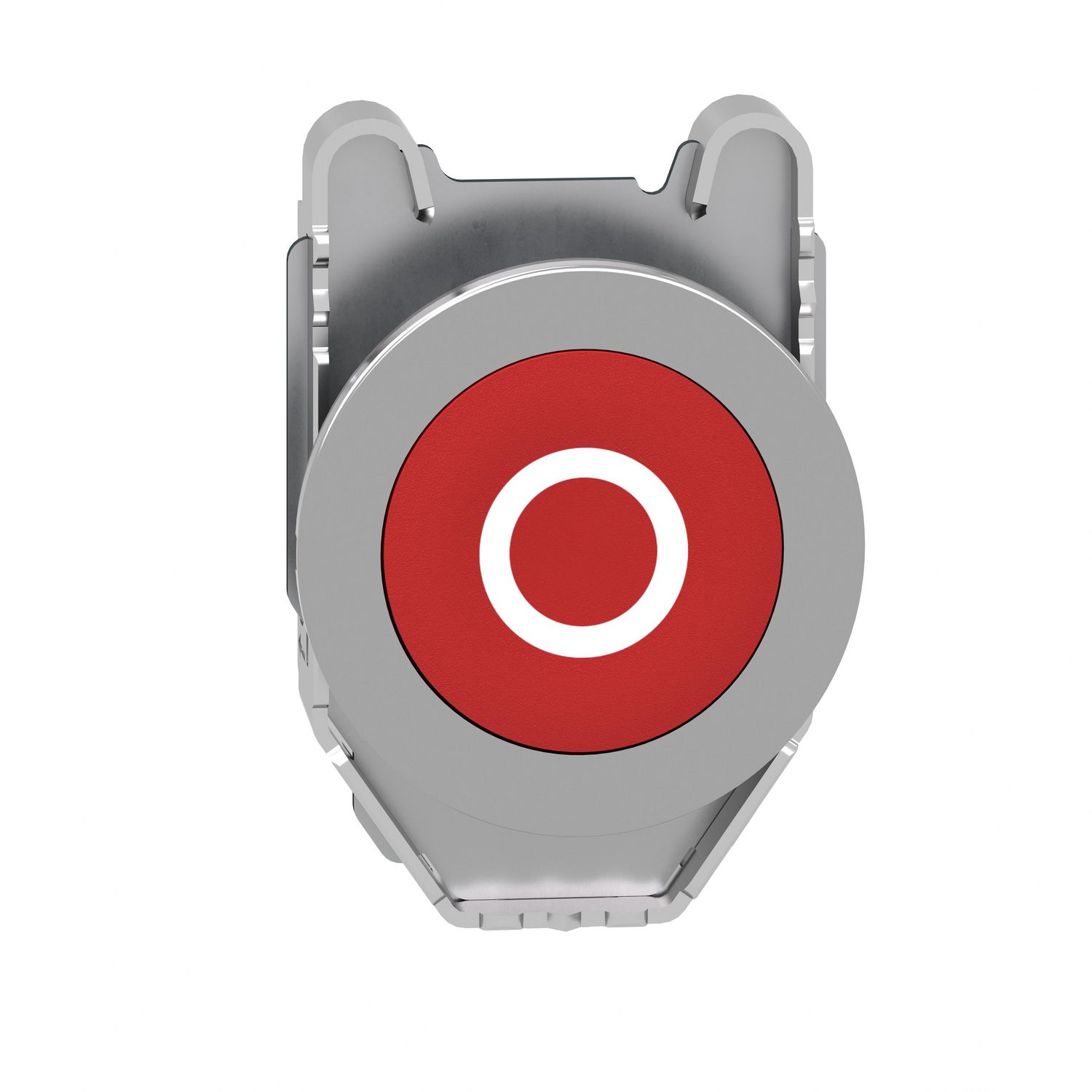 Picture of Head for non illuminated push button, Harmony XB4, flush mounted red flush caps pushbutton white marked "O"