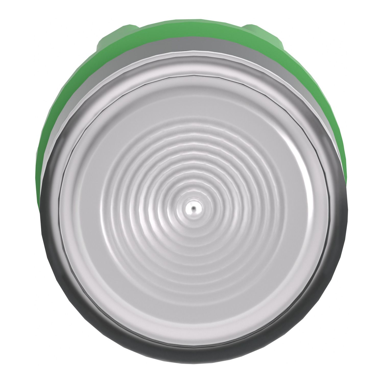 Picture of Head for illuminated push button, Harmony XB5, white flush, 22mm, universal LED, spring return, grooved lens, unmarked