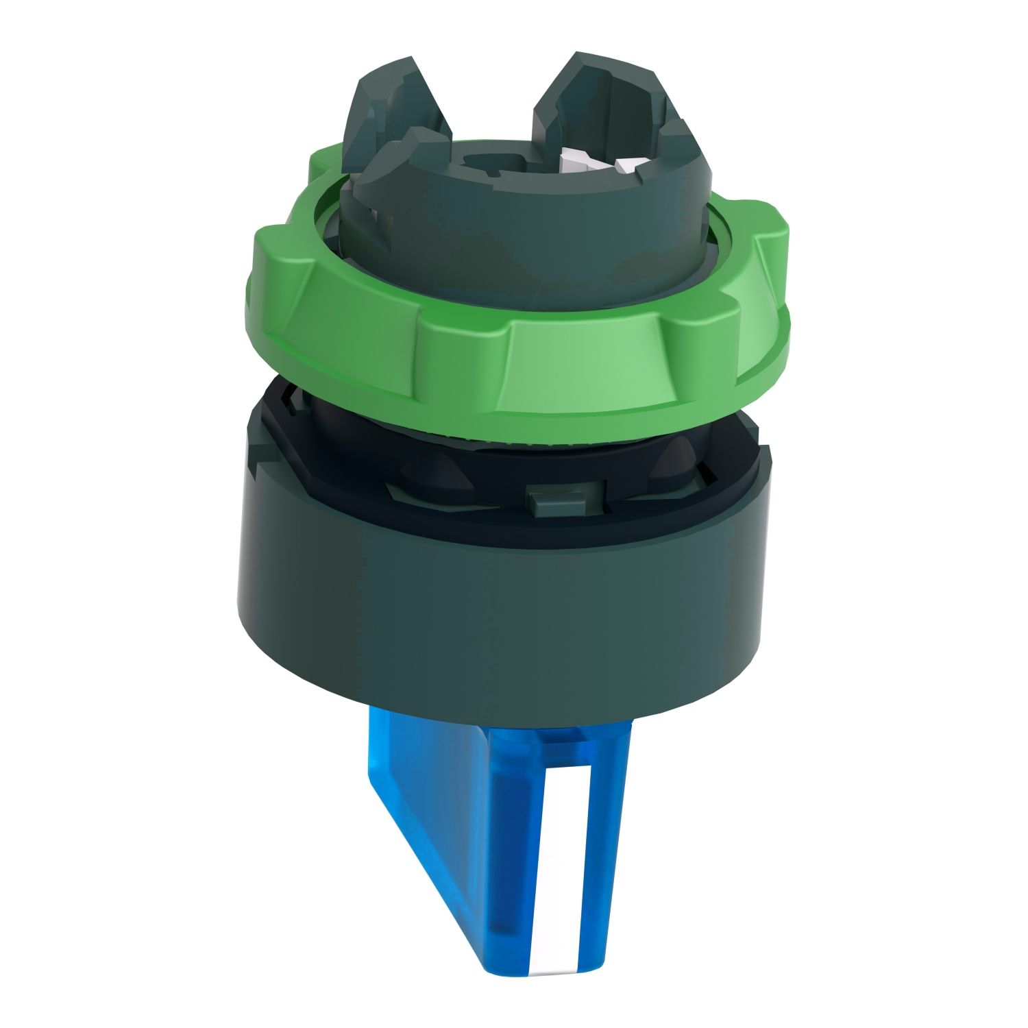 Picture of Head for illuminated selector switch, Harmony XB5, universal LED,  blue handle, 22mm, 3 positions, stay put